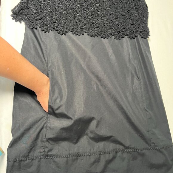 See by Chloe Daisy Crochet Overlay Black Dress Retro A-Line Floral 38 Medium - Picture 13 of 16